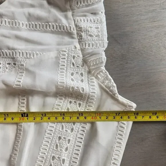 NWT Lenon Womens White Embroidered Eyelet Midi Dress M Asymmetrical Cottagecore - Picture 10 of 12